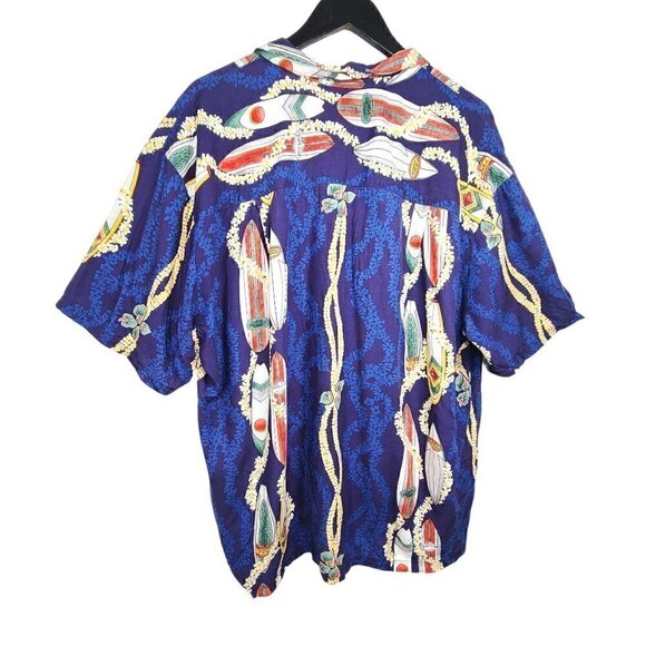 Vintage 1980s Diamond Head Sportswear Blue Hawaiian Made Surf Waikiki Shirt - Picture 6 of 7